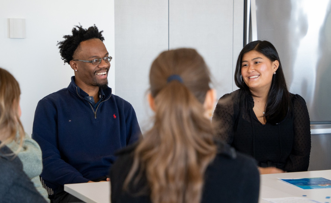 A group of young professionals networking.