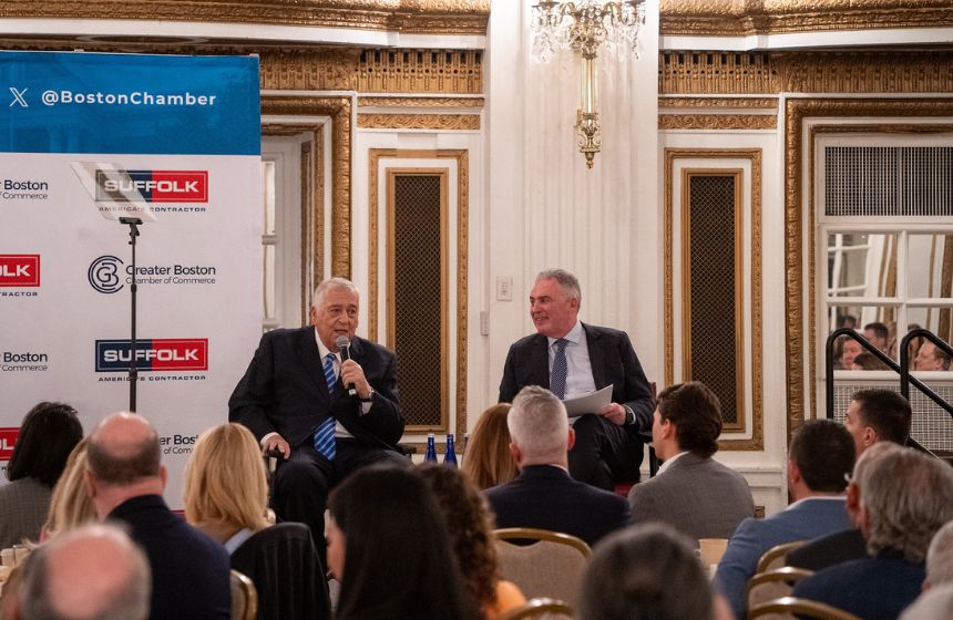 audience members listening to fireside chat at a GAF event